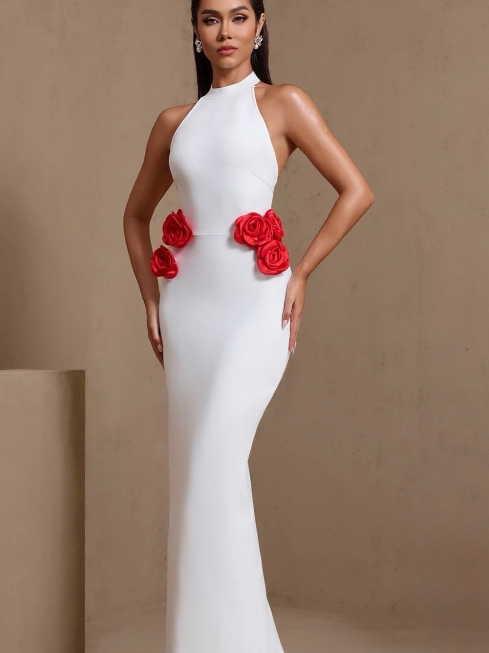 Open Back Flowers Bandage maxi dress